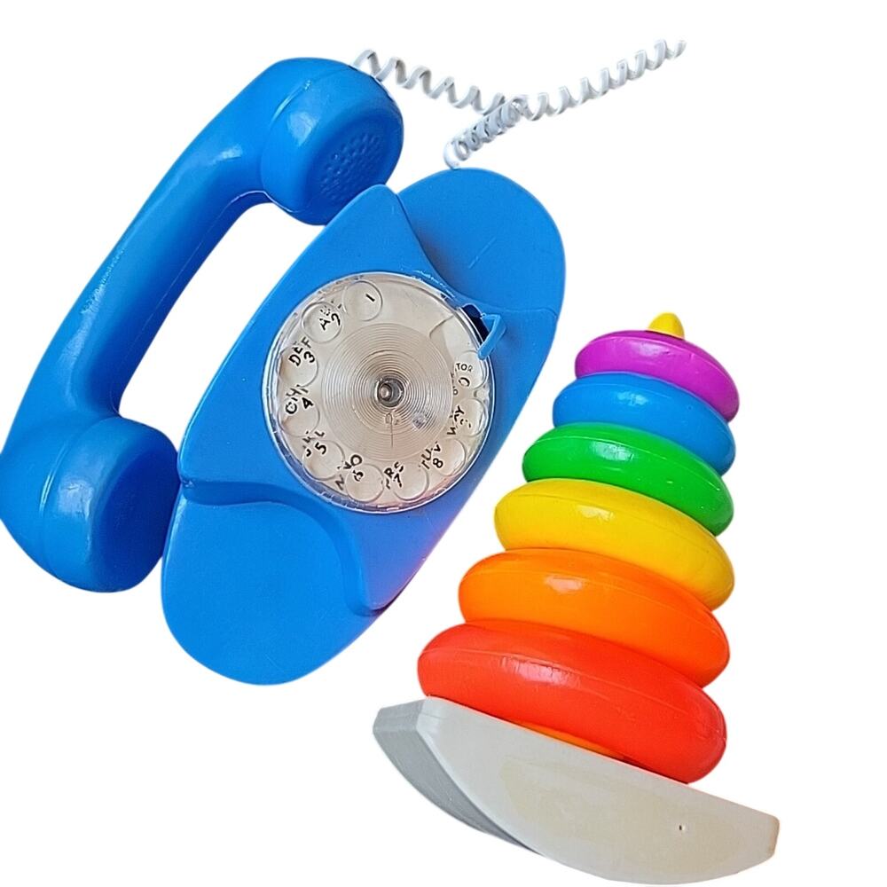 Fisher Price Rock-A-Stack 627 Child Rainbow Toy Rotary Phone Rehab Vintage